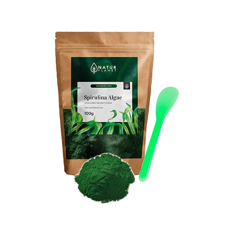 Spirulina w proszku kosmetyczna algi morskie + szpatułka Natur Planet Zestaw 100g