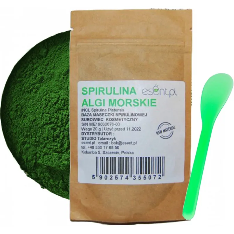 Spirulina Algi Morskie 20g Maseczka + Szpatułka ZESTAW