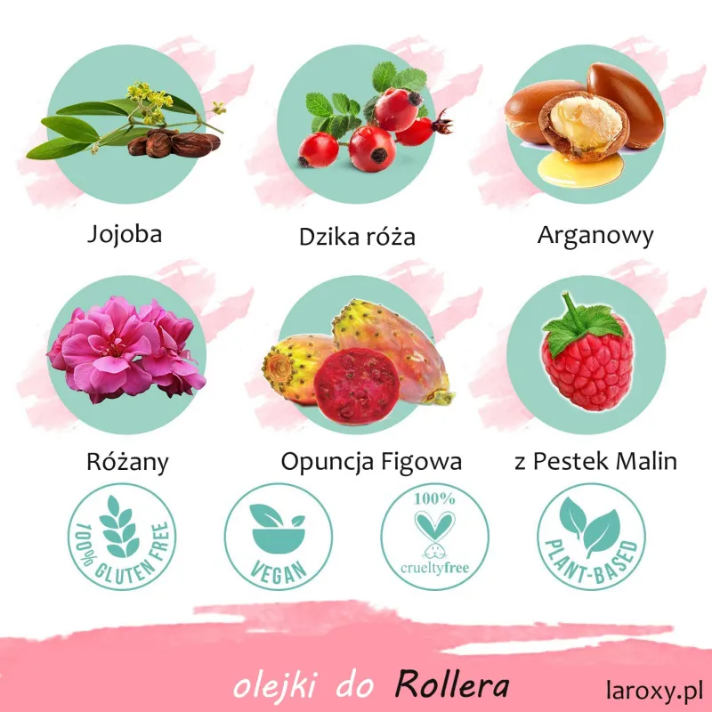Roller Masażer do twarzy biały z olejkiem z Pestek Malin cocoSpa