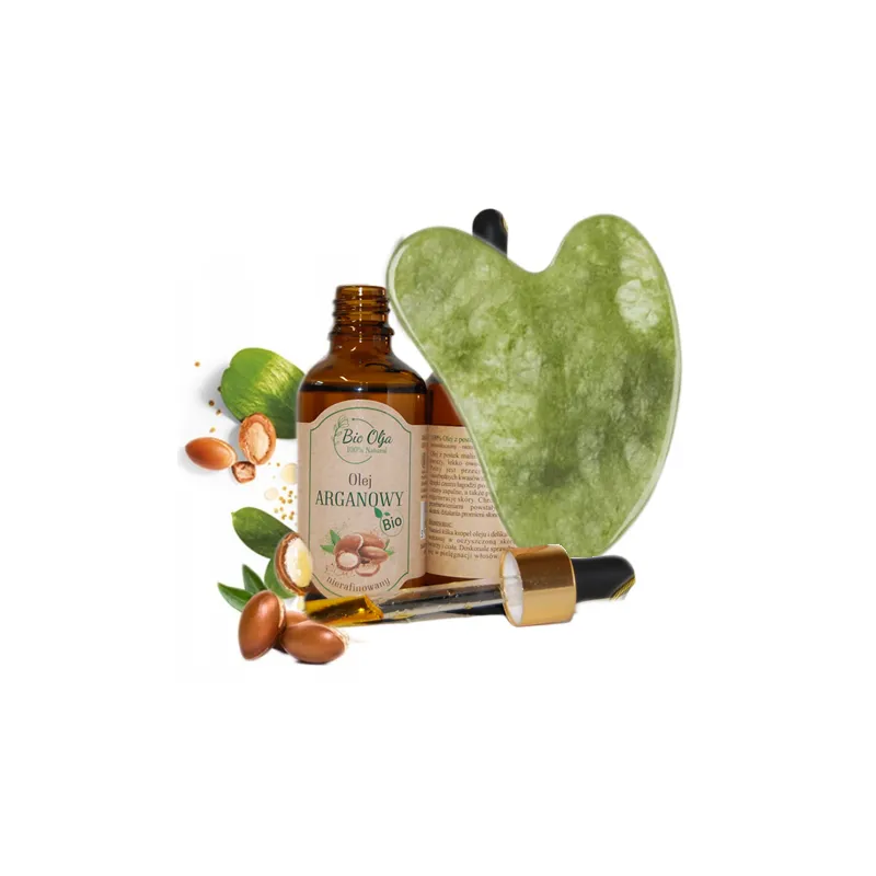 Bio Olja olej arganowy + kamień Gua Sha zestaw ❤️ Laroxy.pl