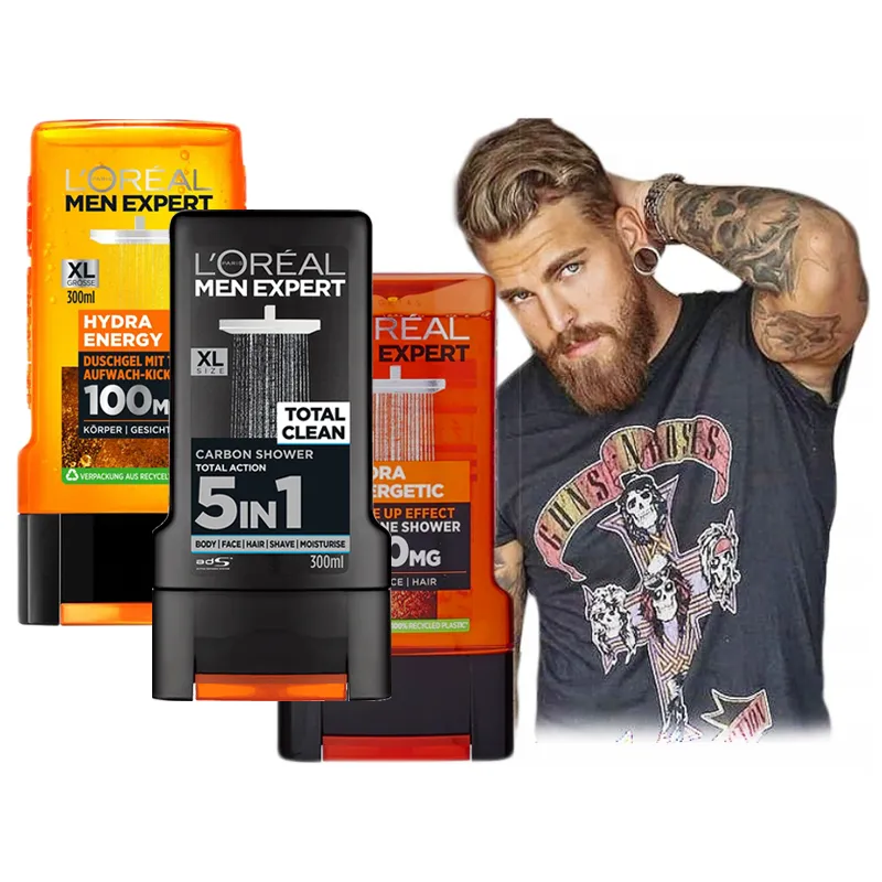 LOREAL MEN intensywny żel pod prysznic dla mężczyzn Ciało Włosy Twarz ZESTAW XL 3*300ml