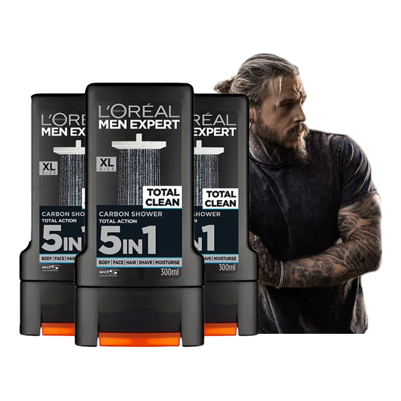 LOREAL MEN długo pachnące żele pod prysznic męskie Ciało Włosy Twarz ZESTAW XL 3*300ml