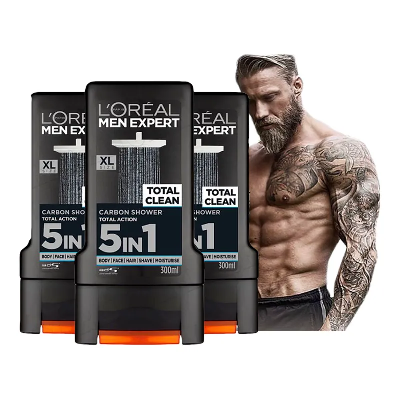 LOREAL MEN długo pachnące żele pod prysznic męskie Ciało Włosy Twarz ZESTAW XL 3*300ml