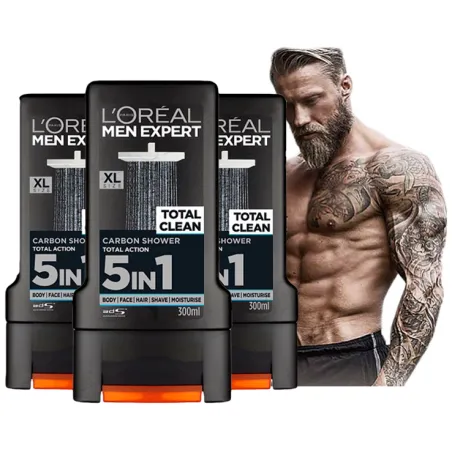 LOREAL MEN długo pachnące żele pod prysznic męskie Ciało Włosy Twarz ZESTAW XL 3*300ml