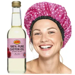 Olej rycynowy na włosy porost włosów z Indii 250ml + CZEPEK do zabiegu zestaw