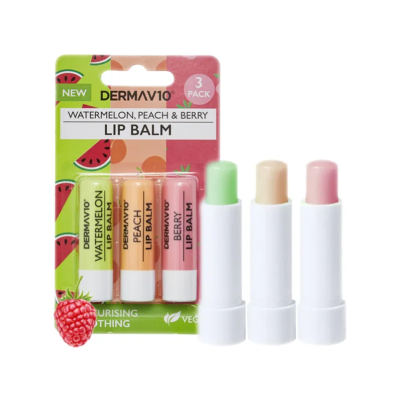 DermaV10 balsam do ust - pomadka ochronna 3 sztuki ZESTAW