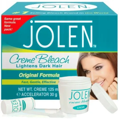 Jolen Creme Bleach Rozjaśniacz do włosów na twarzy ciele brwi rękach nogach wąsika DUŻY 113g/28g