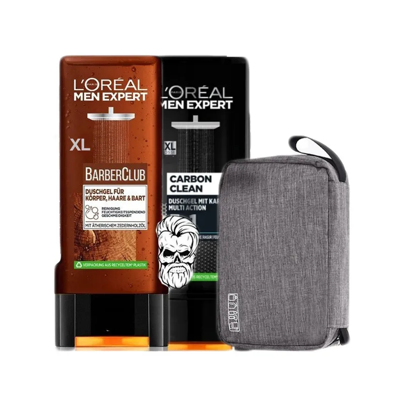 Kosmetyczka męska podróżna rozkładana + żele Loreal 2sztuki