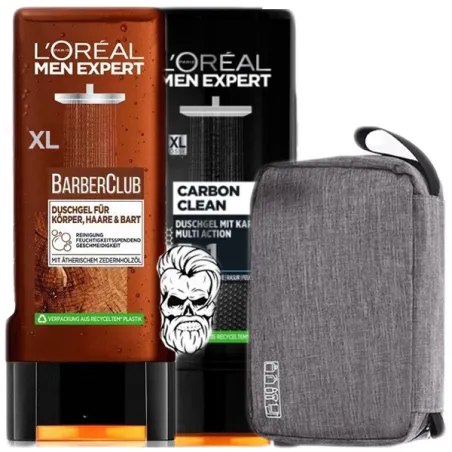 Kosmetyczka męska podróżna rozkładana + żele Loreal 2sztuki