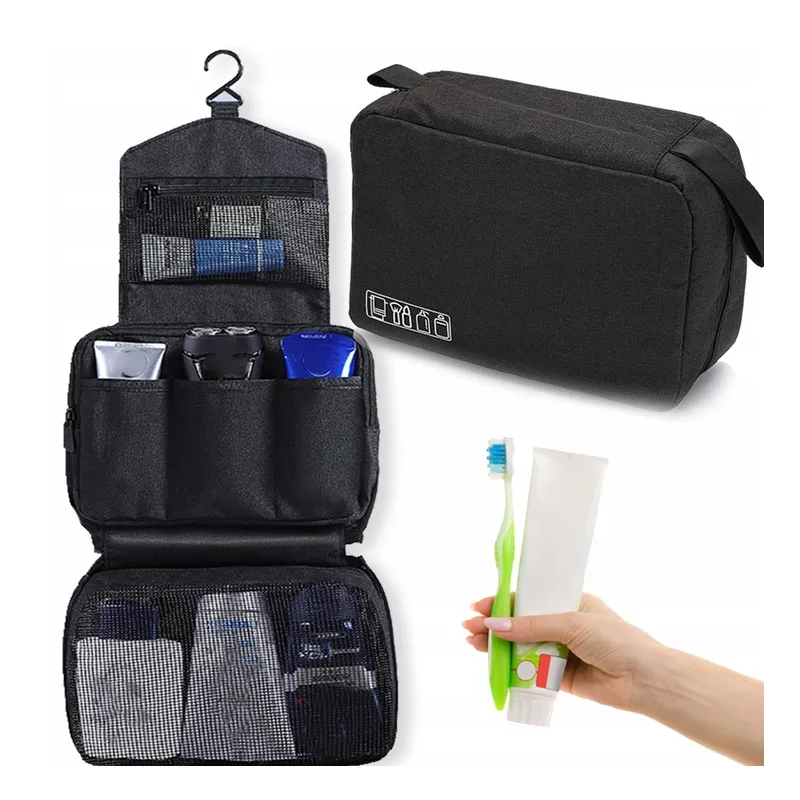 Men's travel folding hanging cosmetic bag black ⭐ Deniro