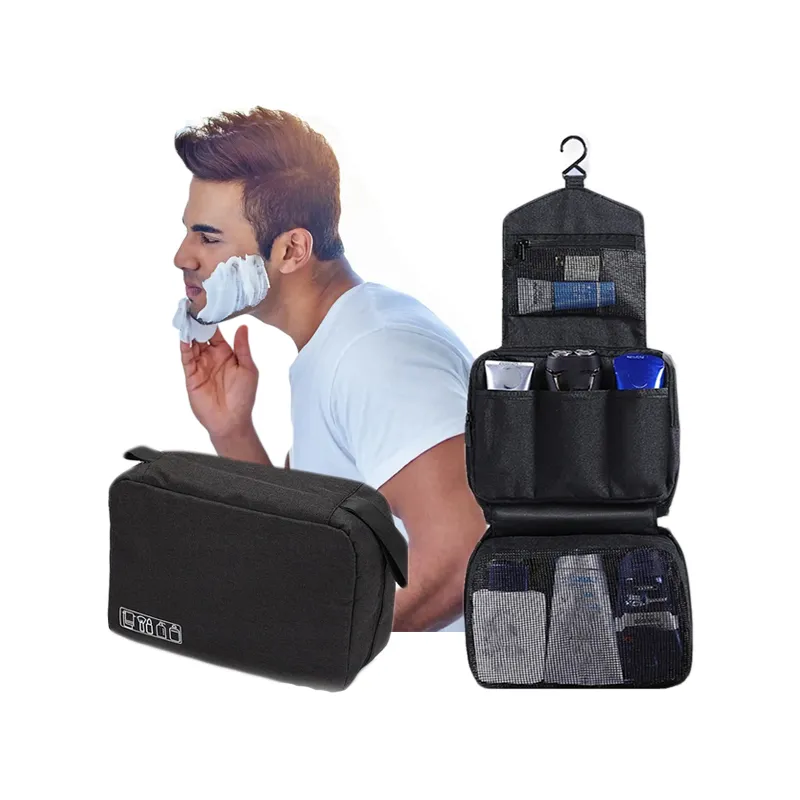 Men's travel folding hanging cosmetic bag black ⭐ Deniro