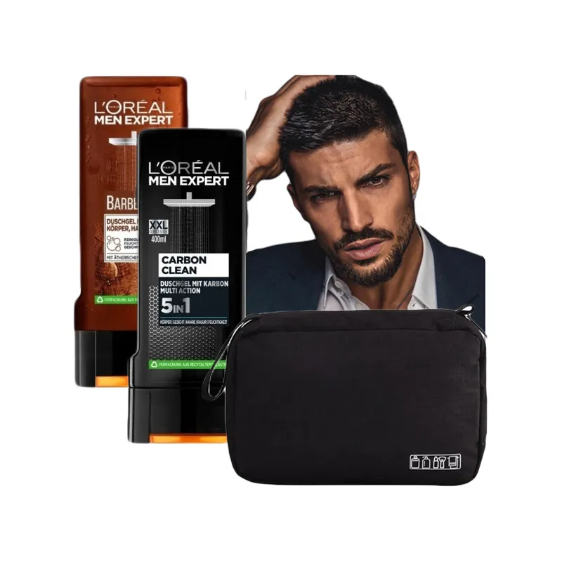 Men's cosmetic bag with accessories black ⭐ Laroxy.pl