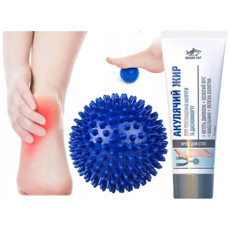 Maść na ostrogi piętowe ostroge piętową Złoty Wąs Tłuszcz Rekina 75ml + piłka z kolcami do masażu zestaw