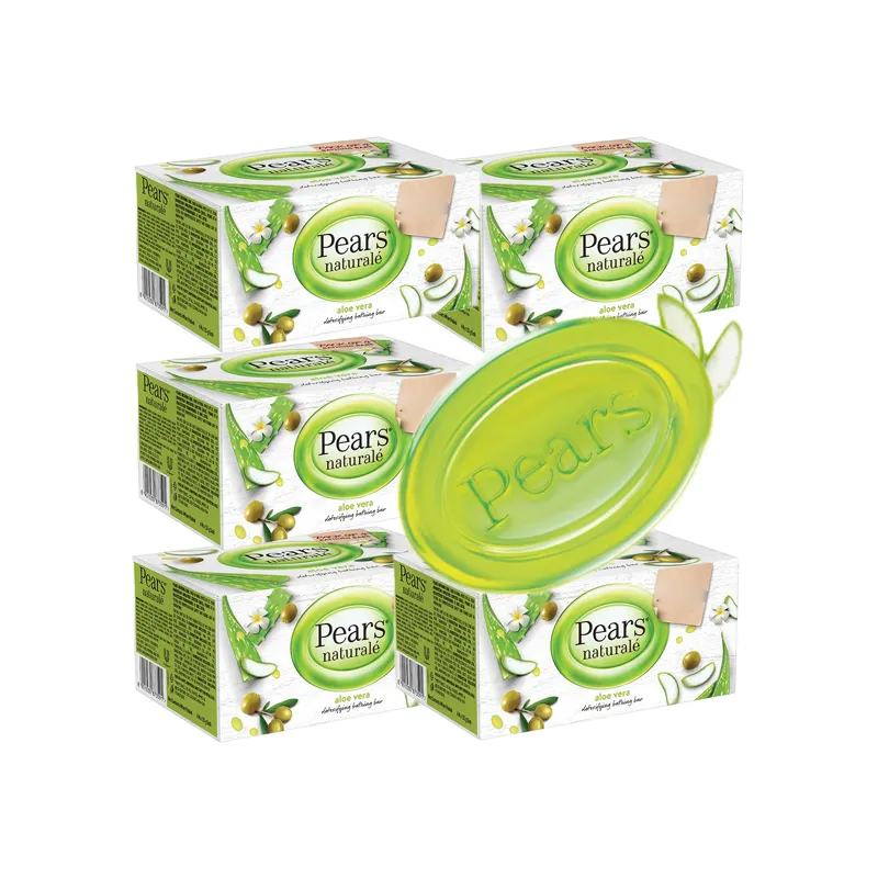 Pears naturalne mydło aloesowe w kostce do ciała rąk glicerynowe bez parabenów 5*100g zestaw