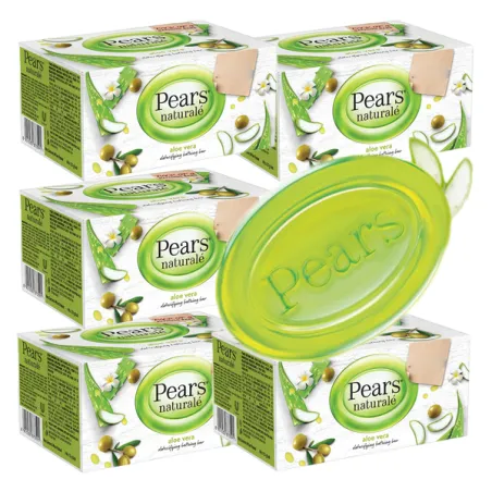 Pears naturalne mydło aloesowe w kostce do ciała rąk glicerynowe bez parabenów 5*100g zestaw