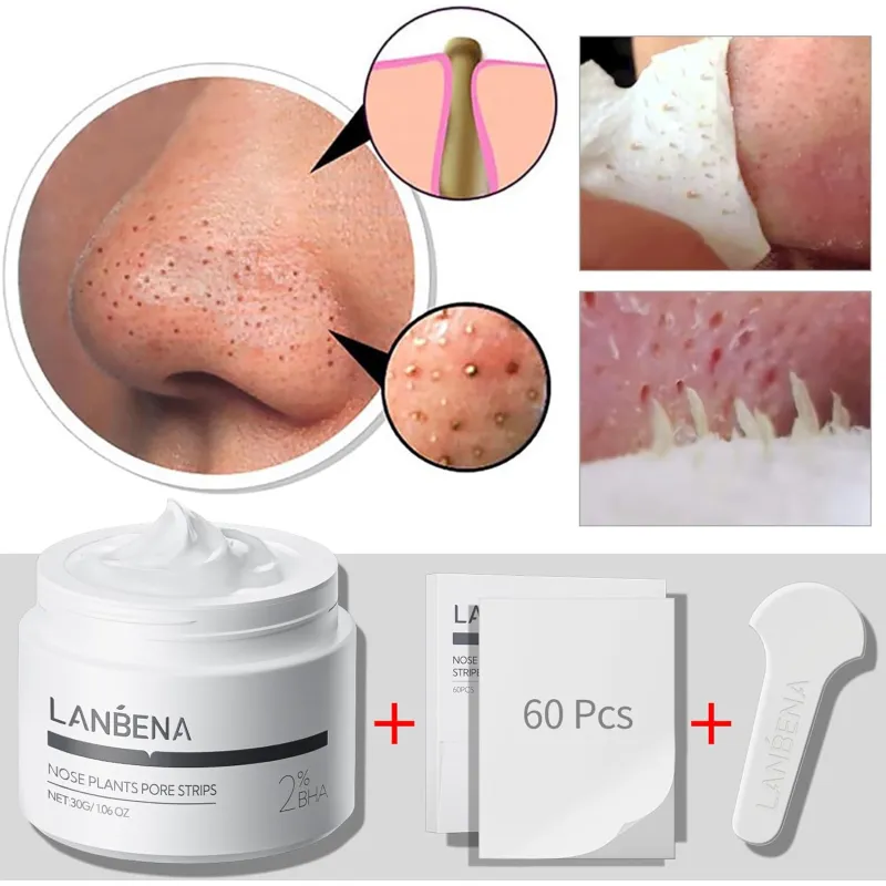 Lanbena najskuteczniejsze plastry na wągry zaskórniki maseczka peel off oryginalne azjatyckie mocne 30g 60sztuk