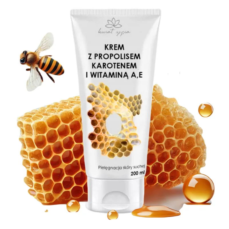 KWIAT ŻYCIA krem z propolisem do twarzy ciała rąk witaminą A + E 200ml