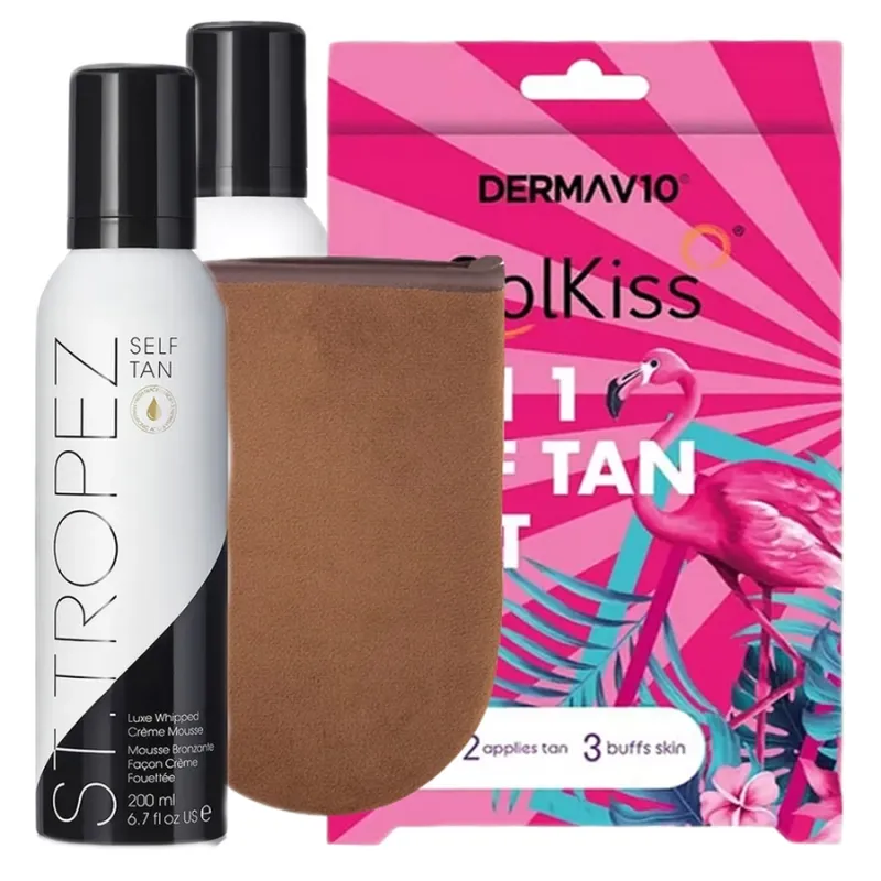 St TROPEZ samoopalacz w piance mus GWIAZD natural CLASSIC bez smug 200ml + Aplikator rękawica zestaw