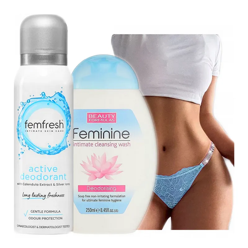 Femfresh dezodorant do higieny intymnej dla kobiet intymny BEZ ALKOHOLU spray + Żel do higieny intymnej