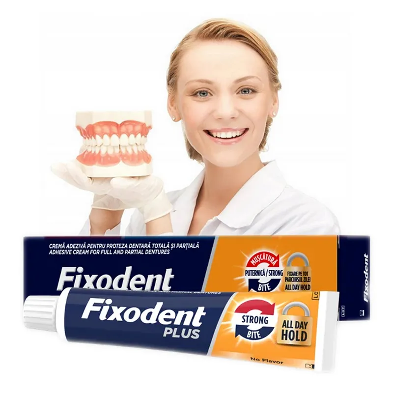 Fixodent Plus mocny krem do protez zębowych - klej mocujący protezy Bez Smaku 40g