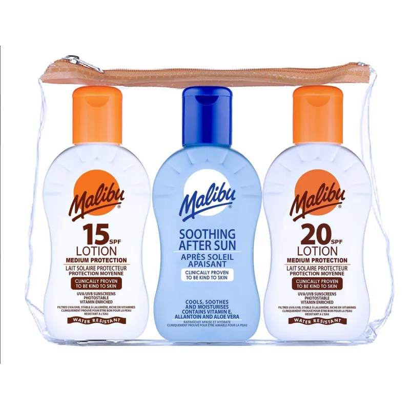 Malibu krem do opalania UVA UVB 15 20 SPF kosmetyki do opalania balsam wodoodporny + PO OPALANIU 3*100ml