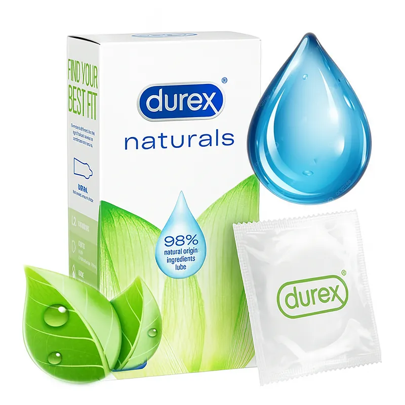 Durex prezerwatywy naturalne nawilżane cienkie 12 sztuk ❤️ Laroxy