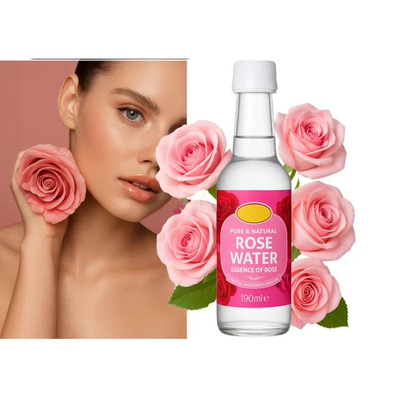 KTC woda różana do twarzy włosów skóry głowy kosmetyków na tradzik naturalna w szklanej butelce 190ml