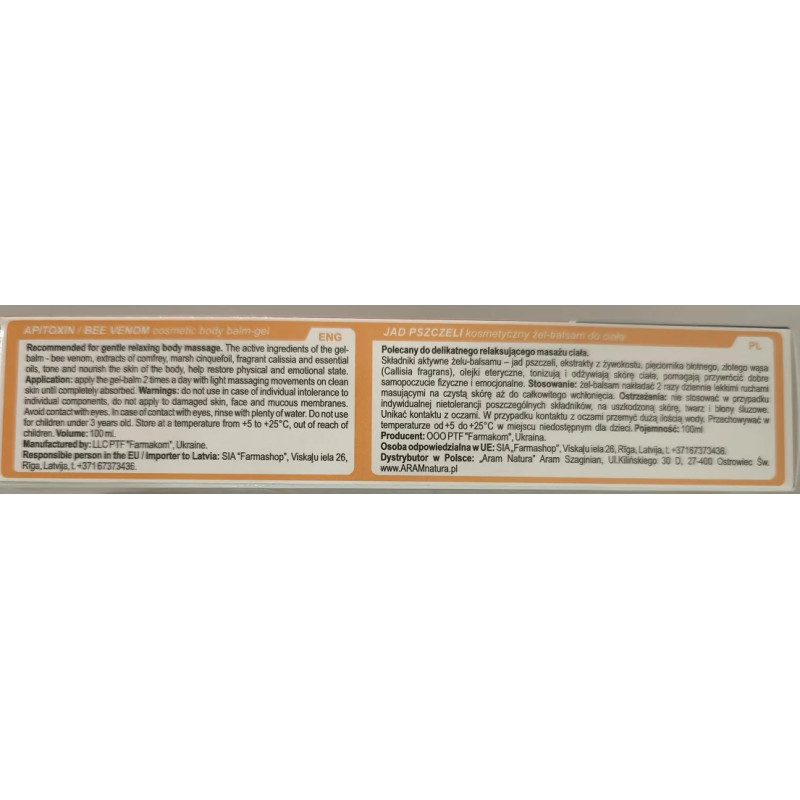 911 APITOXIN Gel-balm with bee venom resinocost golden mustache 100ml - Laroxy